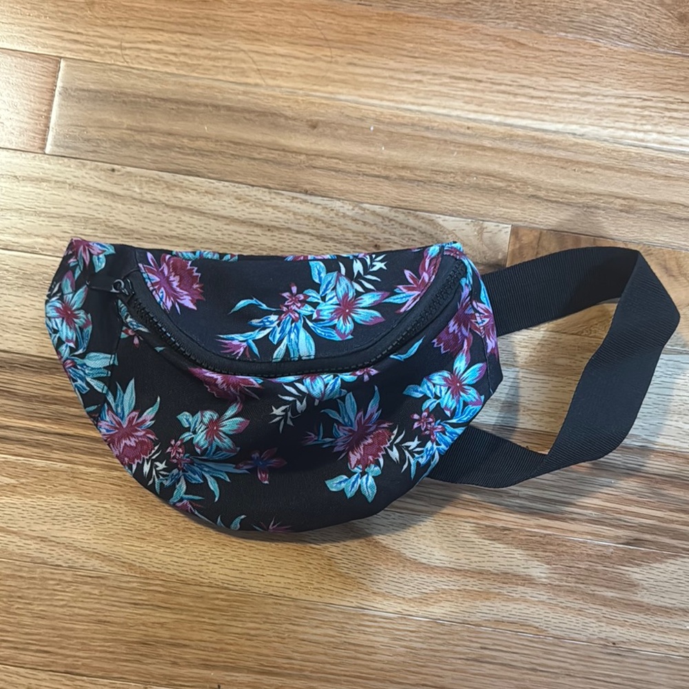 Floral Black and Blue Fanny Pack